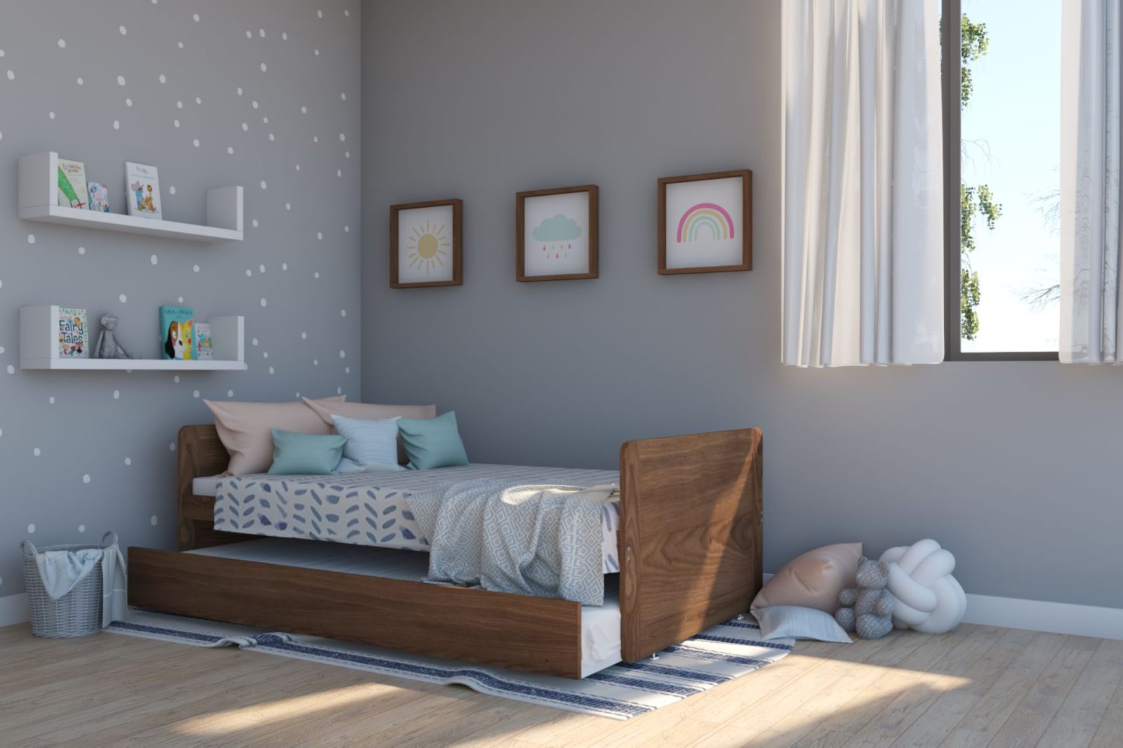 8 camita doble nogal