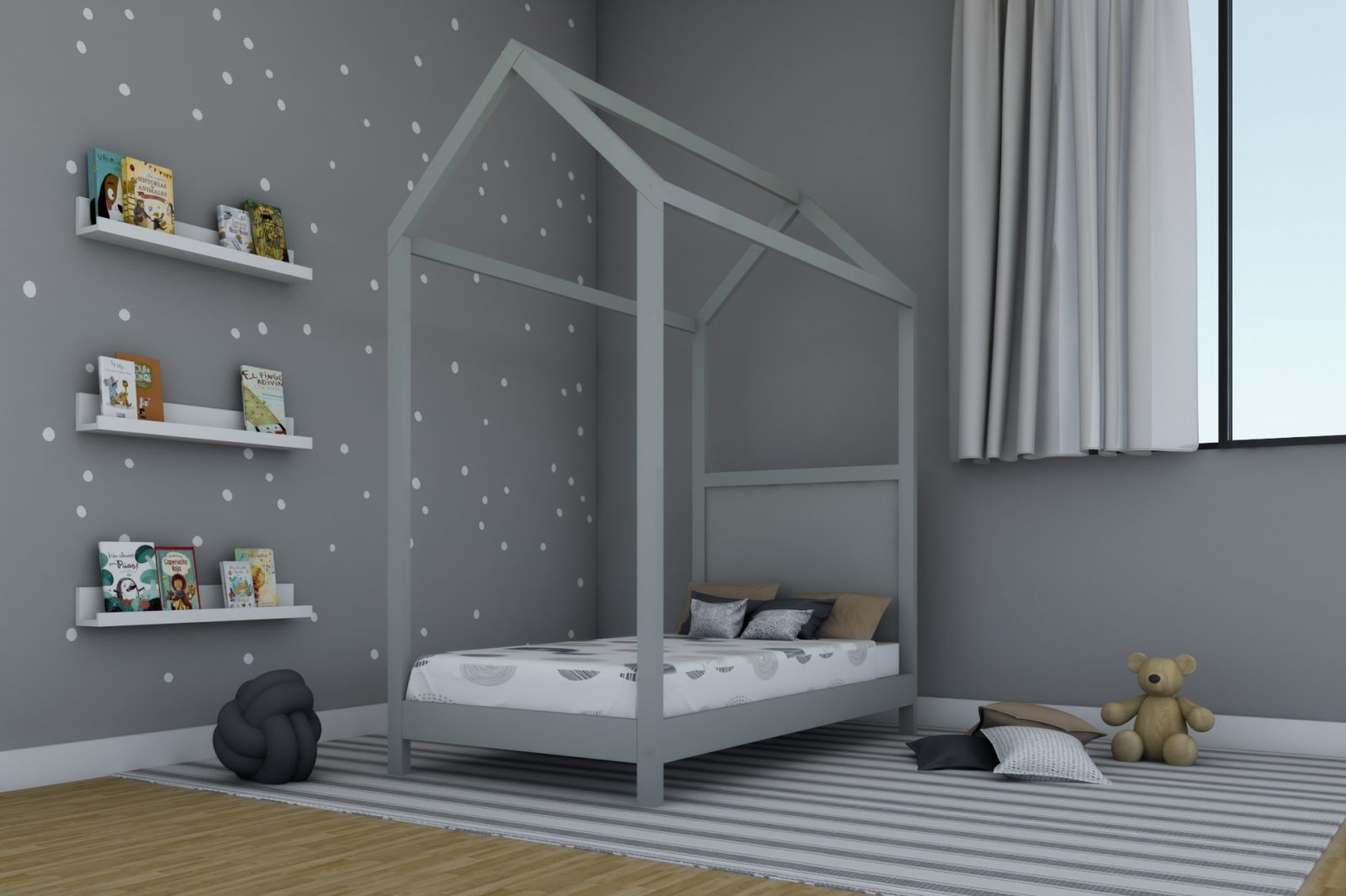 Cama Casita Jr Gris