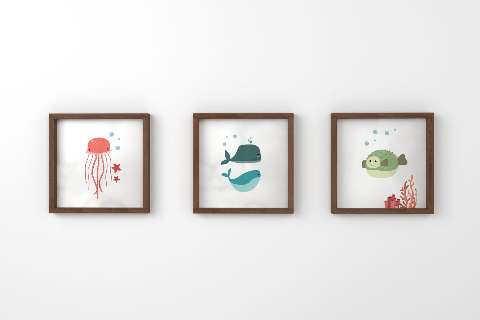 ballena medusa globo nogal