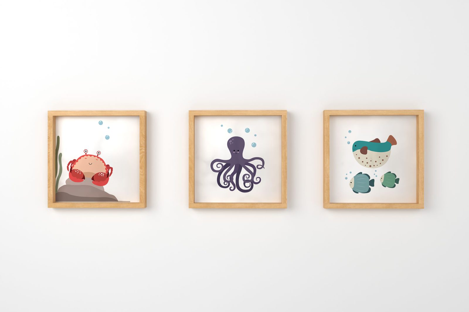 serie cangrejo pulpo peces maple